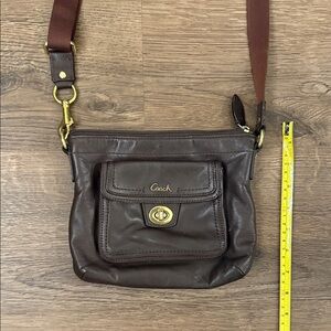 Coach Brown Leather Turnlock Crossbody Bag